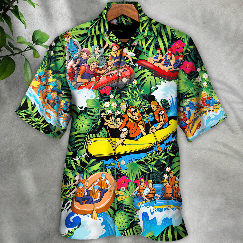 Tropical Water Rafting Vacation Sport Hawaiian Shirt Pattern Detail For Casual Outings
