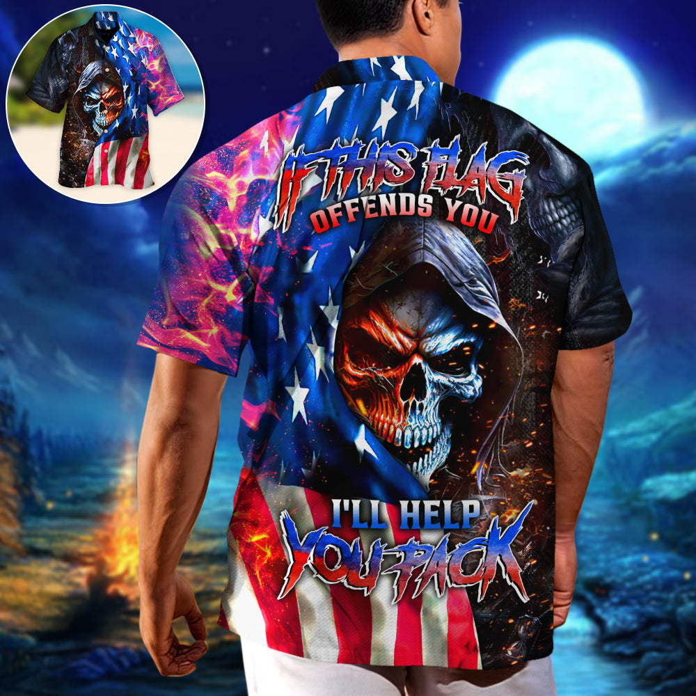 Skull Flag Hawaiian Shirt All Over Print Detail For Warm Weather Events
