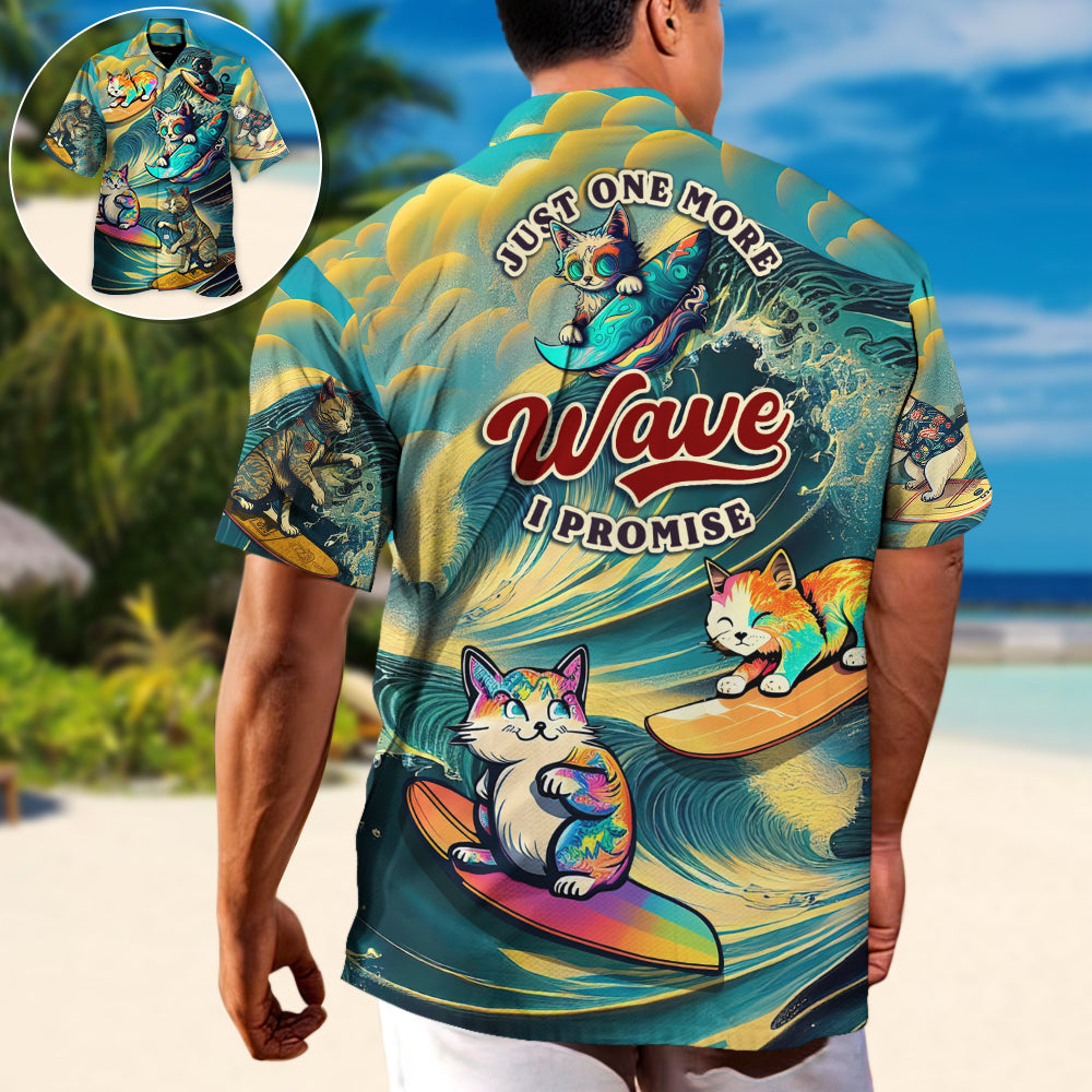 Funny Surfing Cat Hawaiian Shirt Graphic Artwork Detail For Summer Travel