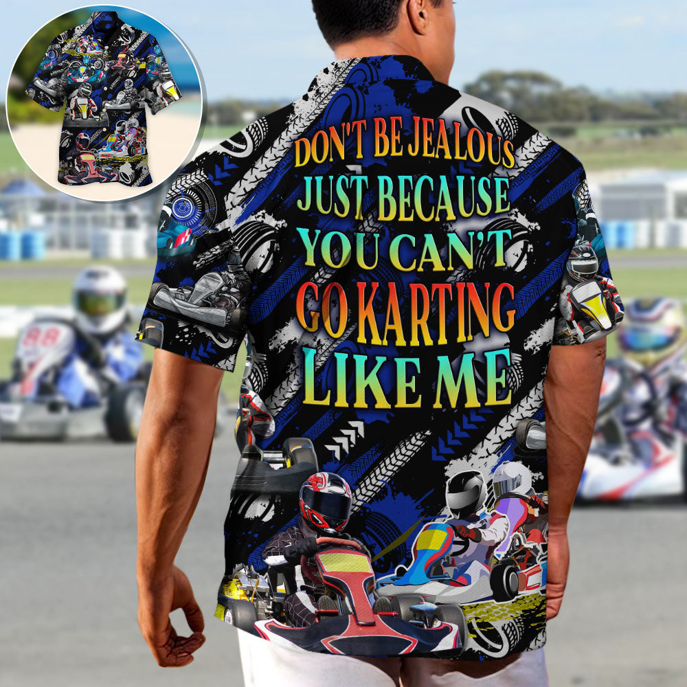 Coastal Karting Activity Hawaiian Shirt Detailed Pattern View For Warm Weather Events