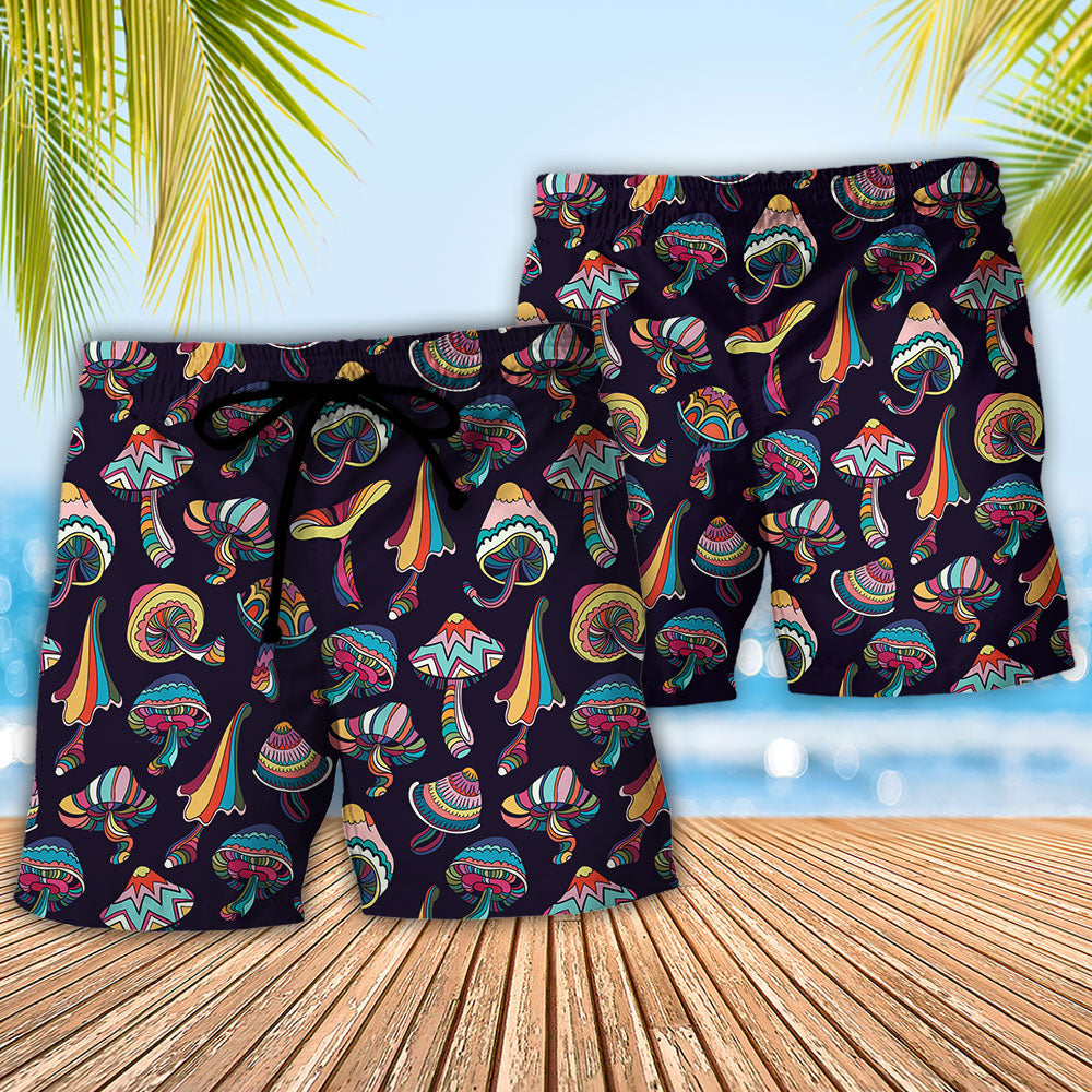 Hippie Mushroom Peace Life Art Beach Shorts For Outdoor Activities And Vacation Styling
