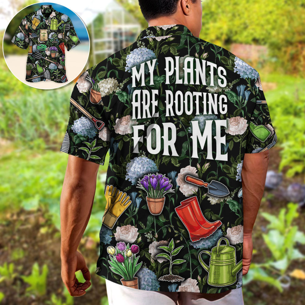 Vintage Gardening Plants Hawaiian Shirt Fabric Pattern Detail For Weekend Trips