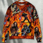 Guitar Skull Fire Sweater For Alternative Fashion Events And Thoughtful Seasonal Gifts
