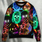 Glowing Colorful Skull Sweater For Alternative Fashion Events And Thoughtful Seasonal Gifts