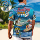 Funny Surfing Dog Beach Hawaiian Shirt All Over Print Detail For Coastal Travel