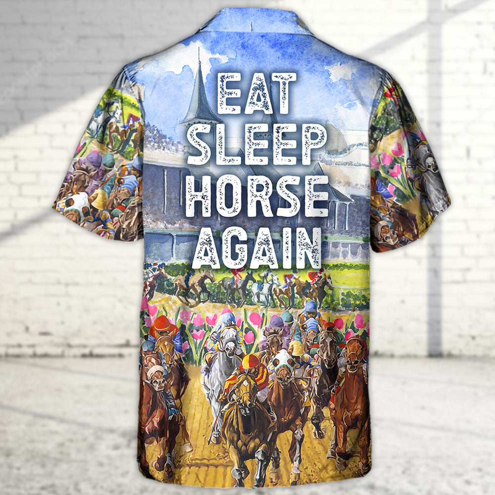 Horseback Riding Horse Hawaiian Shirt Fabric Pattern Detail For Summer Travel