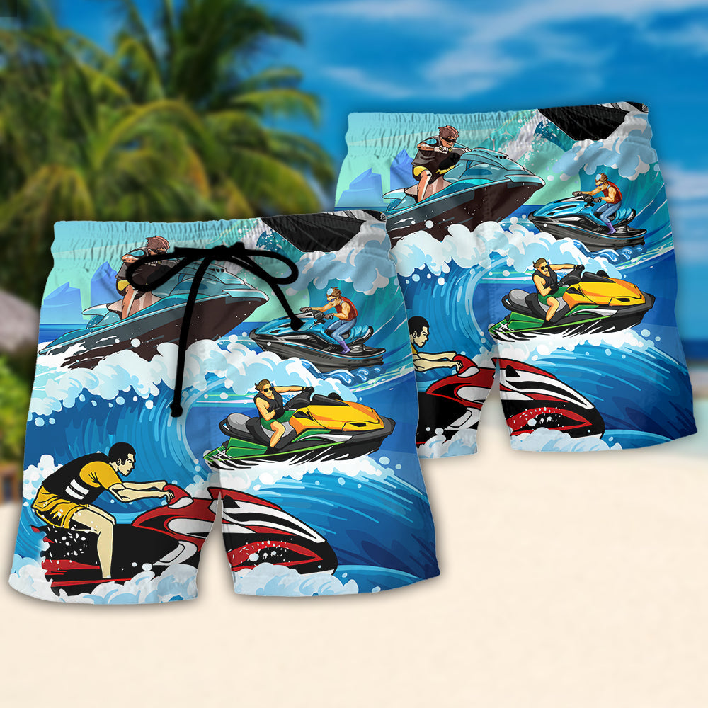 Jet Ski Funny Saved Me Quote Jet Ski Lover Beach Shorts For Vacation Travel And Relaxed Outdoor Comfort