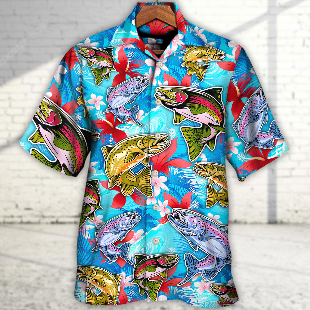 Tropical Fishing Adventure Graphic Hawaiian Shirt Summer Design Detail For Coastal Travel