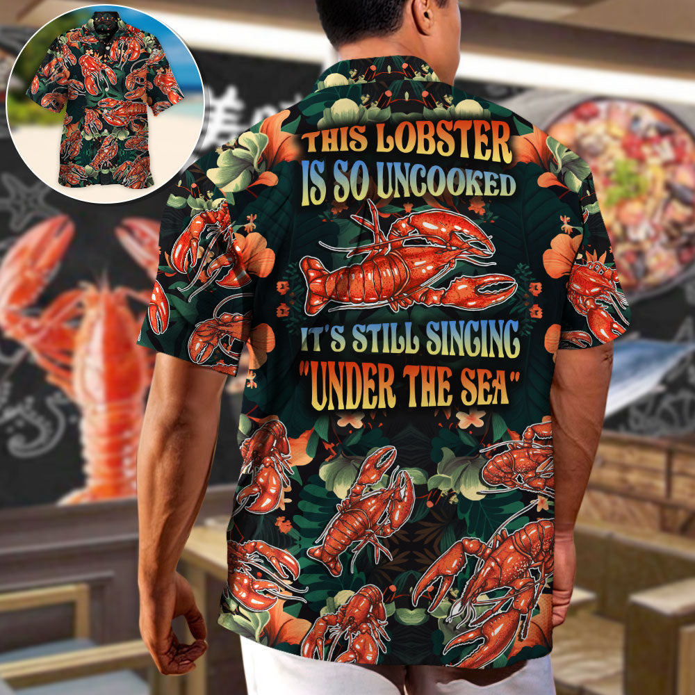 Tropical Lobster Hawaiian Shirt Collar And Front View For Vacation Style