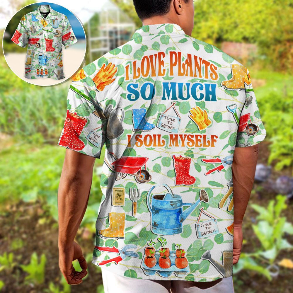 Vintage Gardening Plants Hawaiian Shirt Front Pattern View For Warm Weather Events