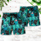 Tropical Leaf Black Cat Beach Shorts Pattern Detail For Vacation Style And Everyday Comfort