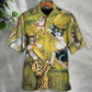 Funny Cat Cricket Hawaiian Shirt Button Front Artwork For Outdoor Gatherings