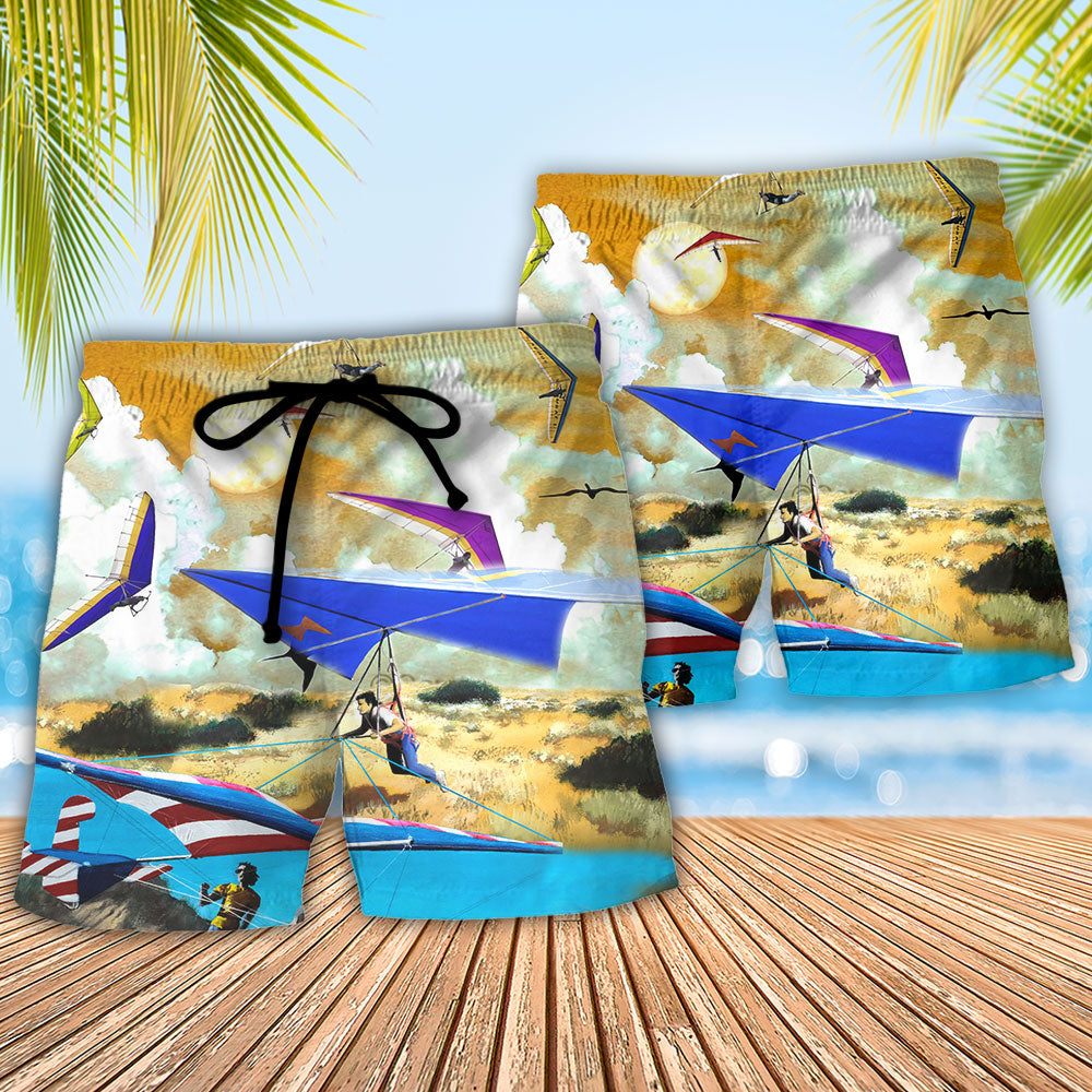Skydiving Beach Shorts Pattern Detail For Vacation Style And Bright Seasonal Outfits