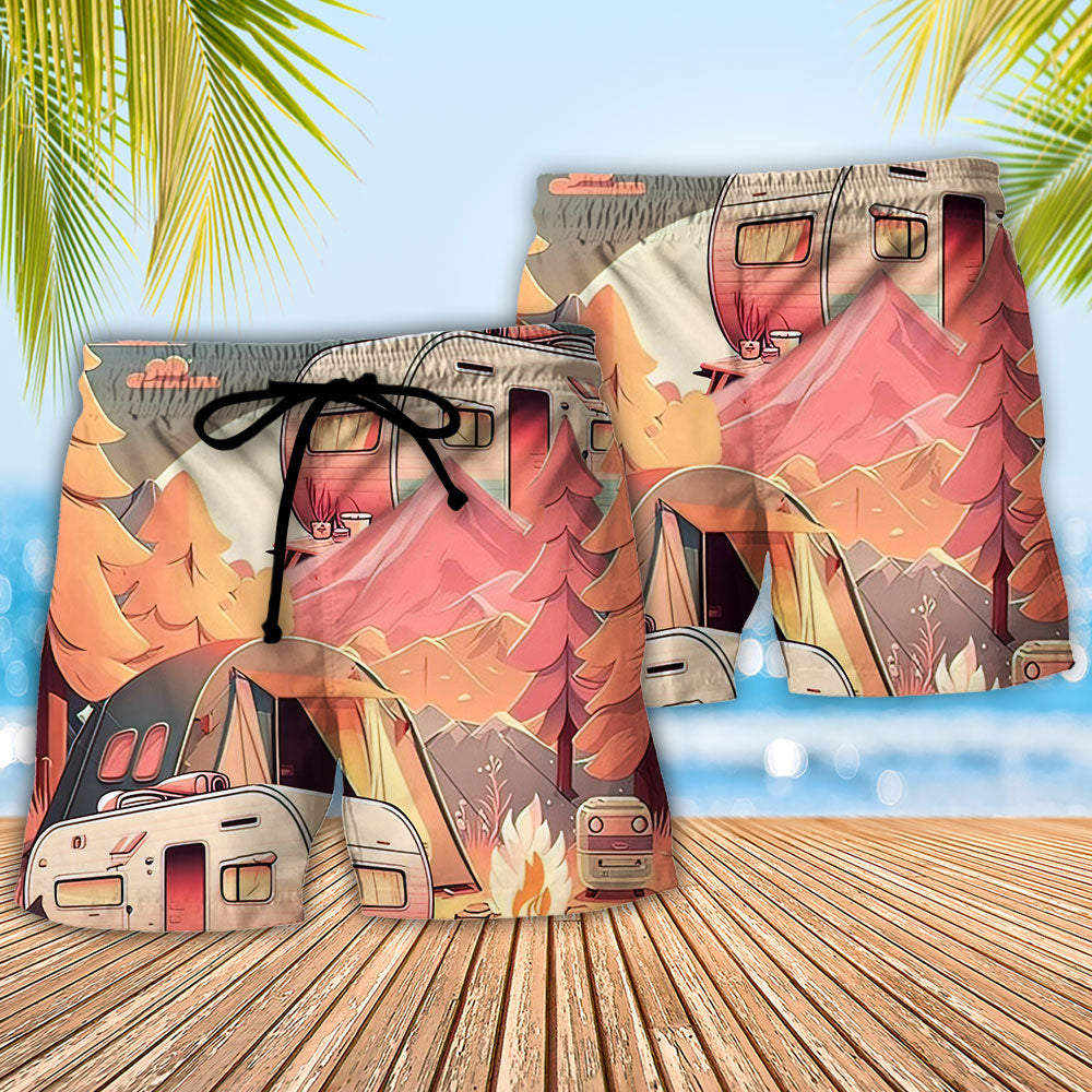 Camping Funny About Running Through A Campground Beach Shorts For Poolside Relaxation And Everyday Comfort