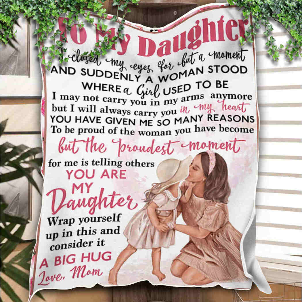 Family To My Daughter Love Mom Daughter Flannel Blanket For Cozy Bedroom Sofa Decor