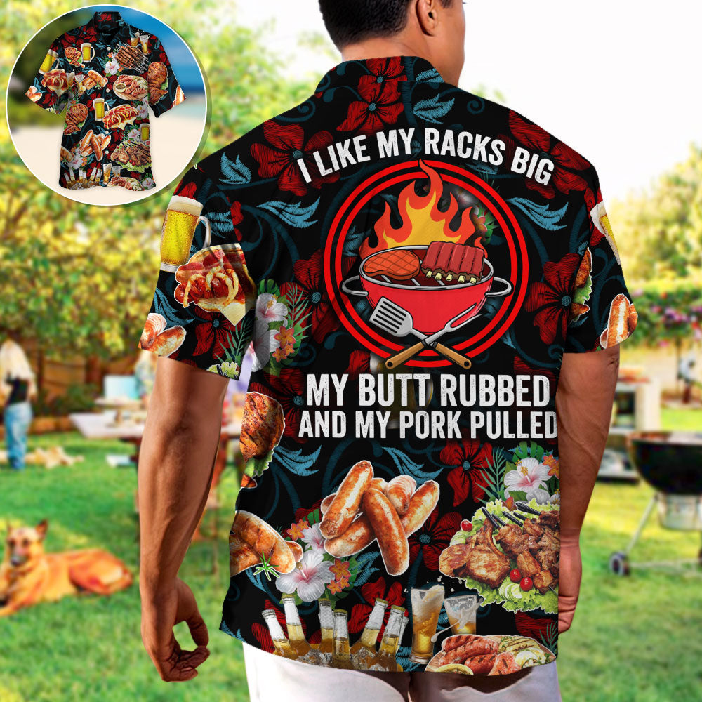 Funny Barbecue Food Grill Hawaiian Shirt Pattern Detail For Vacation Style