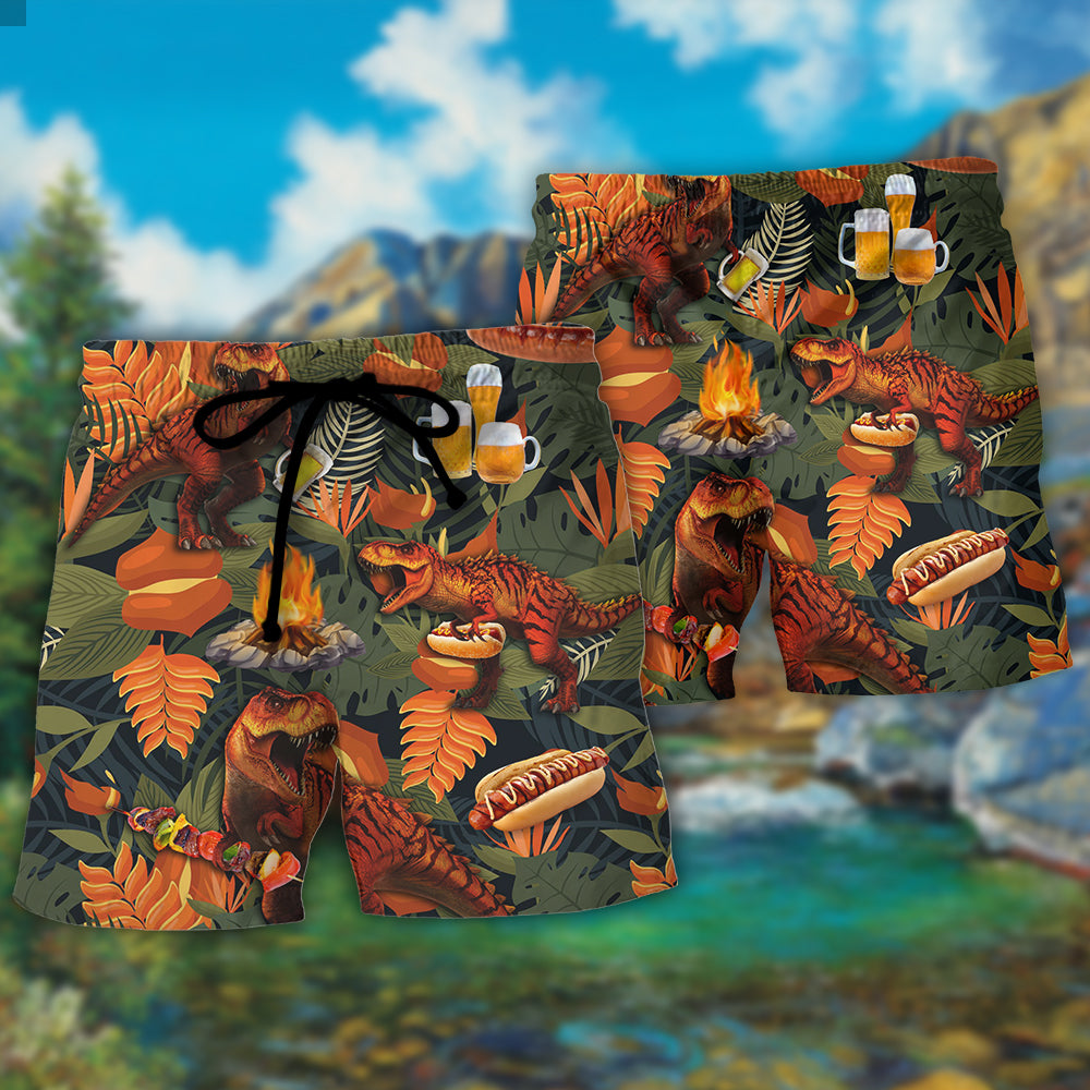 Camping Dinosaur Beach Shorts Pattern Detail For Island Trips And Travel Ready Comfort