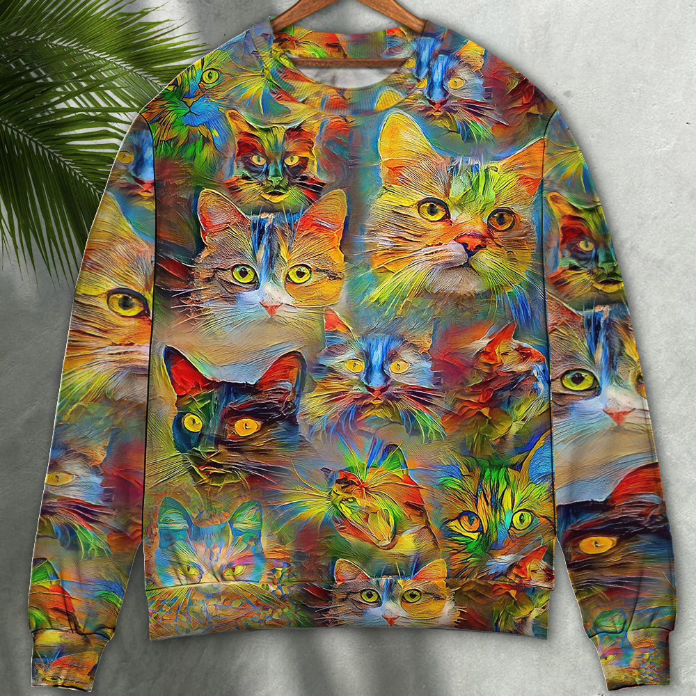 Colorful Cat Sweater For Casual Styling Weekend Outings And Creative Gift Giving