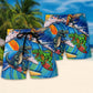 Surfing Dinosaur Beach Shorts Pattern Detail For Casual Outings And Thoughtful Gift Giving