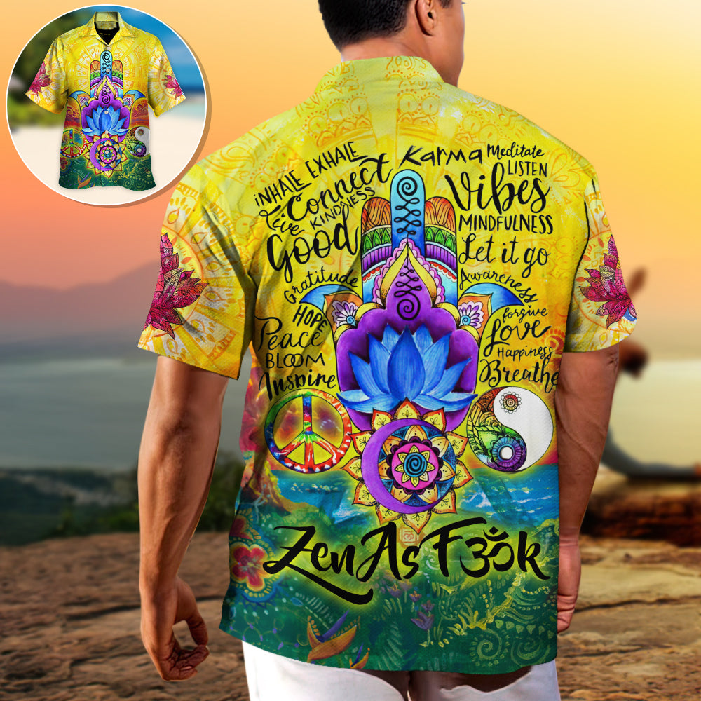Yoga Connect Kindness Gratitude Hope Peace Hawaiian Shirt Collar And Front View For Casual Outings