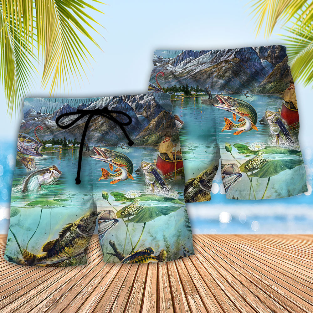 Fishing Beach Shorts Pattern Detail For Summer Travel And Everyday Comfort