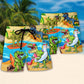 Surfing Dinosaur Casual Surfer Humor Beach Shorts For Pet Lover Outdoor Comfort