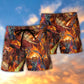 Fire Dragon Beach Shorts Pattern Detail For Tropical Escapes And Comfortable Daily Use