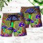 Hippie Mushroom Magic Colorful Art Beach Shorts For Vacation Travel And Relaxed Outdoor Comfort