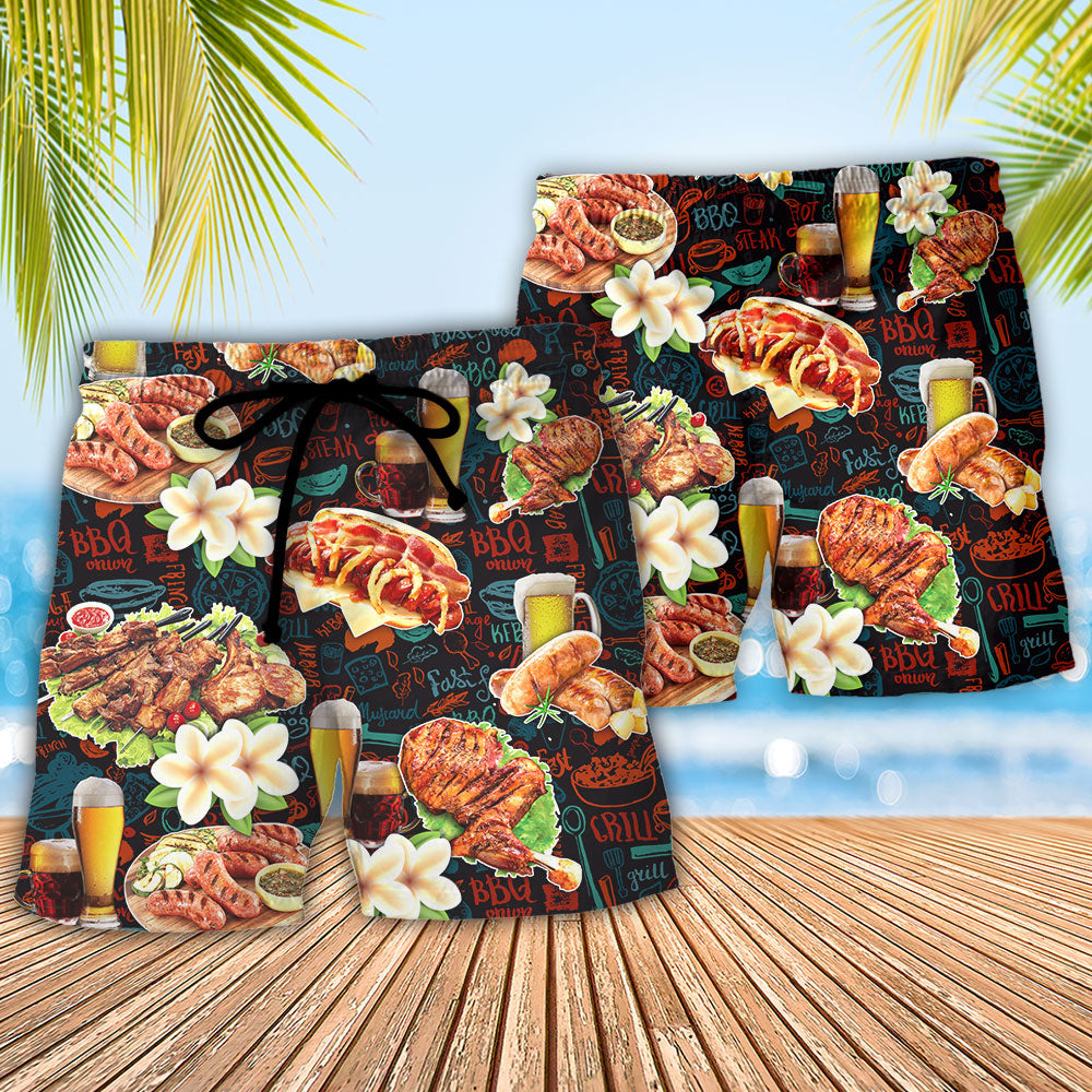 BBQ Beach Shorts Pattern Detail For Island Trips And Relaxed Casual Wear