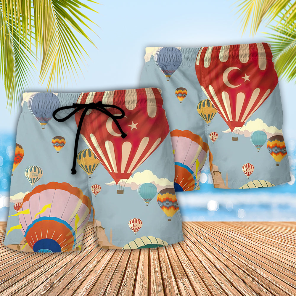 Sunshine Festival Balloon Beach Shorts Pattern Detail For Relaxed Weekends And Versatile Outdoor Wear