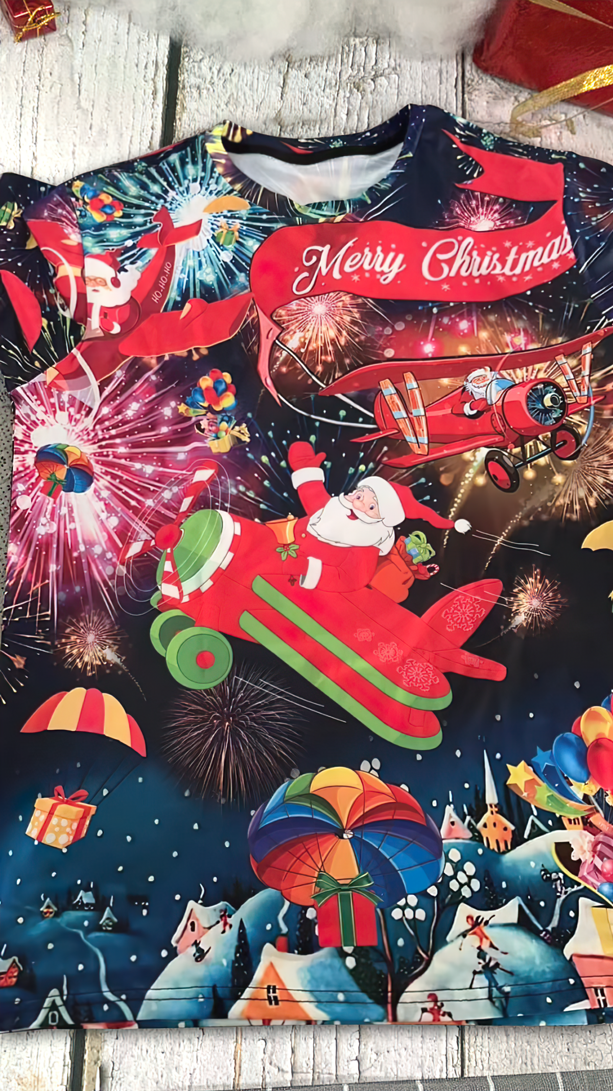 Santa Sharing Christmas Cheer Short Sleeve Pajamas Set For Festive Sleepovers And Family Photos
