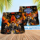 Biker Skull Lovely Art Style Beach Shorts For Striking Resort Looks