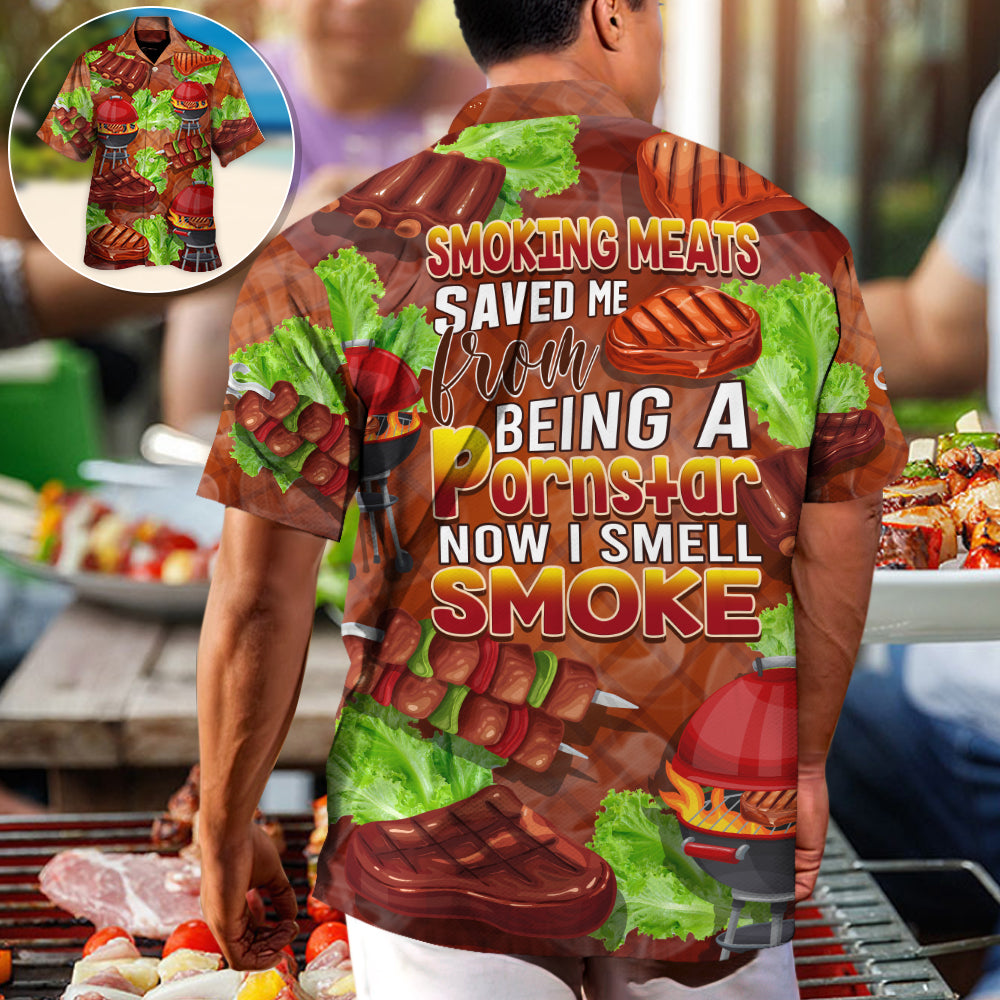 Funny Smoking Meats BBQ Smoke Gift Hawaiian Shirt For Summer Vacation And Beach Travel