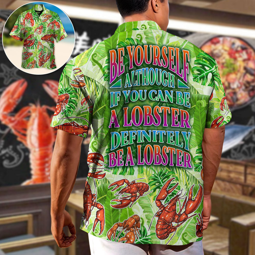 Tropical Lobster Hawaiian Shirt Fabric Pattern Detail For Island Holidays