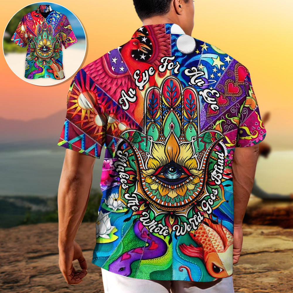Yoga Hamsa Eye Blind Hawaiian Shirt Summer Design Detail For Weekend Trips