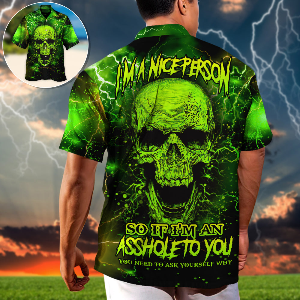 Skull Nice Person Hawaiian Shirt For Summer Vacation And Beach Travel