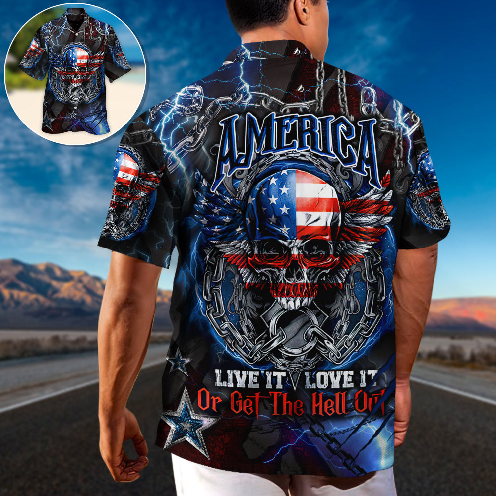Skull American Underworld Hawaiian Shirt For Vacation Days And Relaxed Coastal Outings