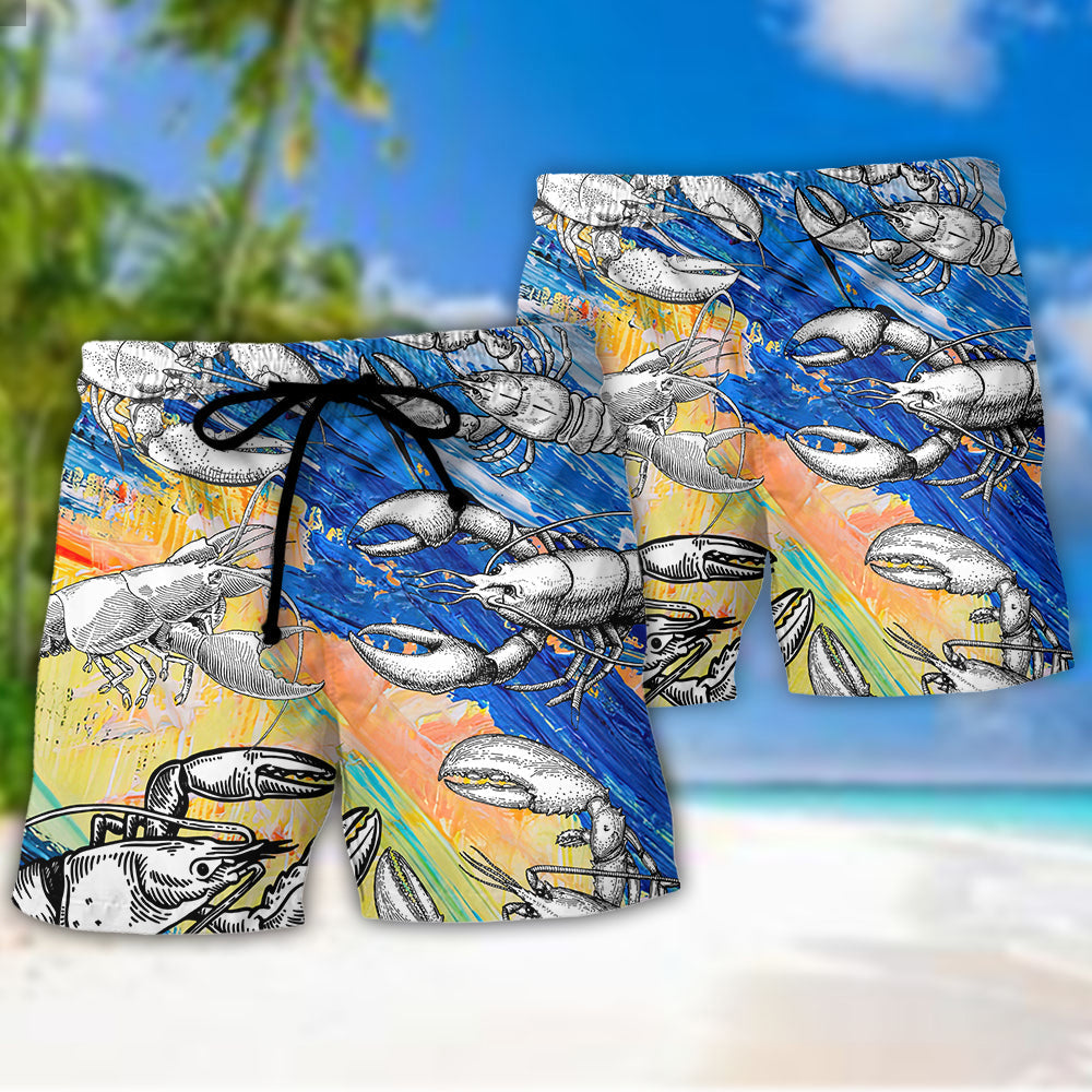 Lobster Beach Shorts Pattern Detail For Casual Outings And Easy Warm Weather Wear