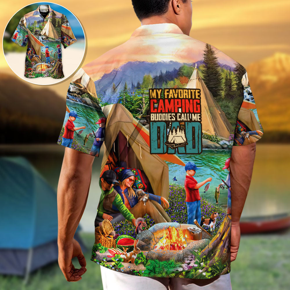 Camping Favorite Buddies Dad Hawaiian Shirt Pattern Detail For Weekend Trips