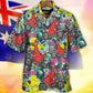 Kangaroo Koala Cycling Hawaiian Shirt Fabric Pattern Detail For Resort Wear