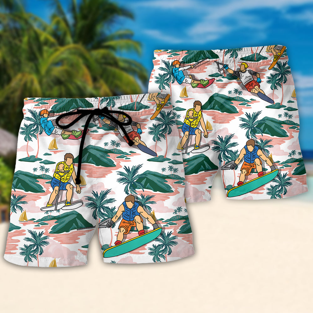 Coastal Water Skiing Beach Shorts Pattern Detail For Relaxed Weekends And Laid Back Styling