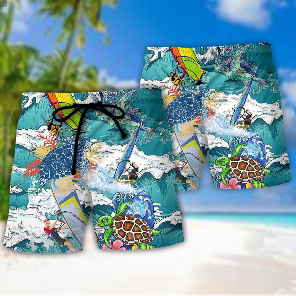 Windsurfing It's Just You And The Wind Surfing Beach Shorts For Sunny Getaways And Casual Coastal Wear