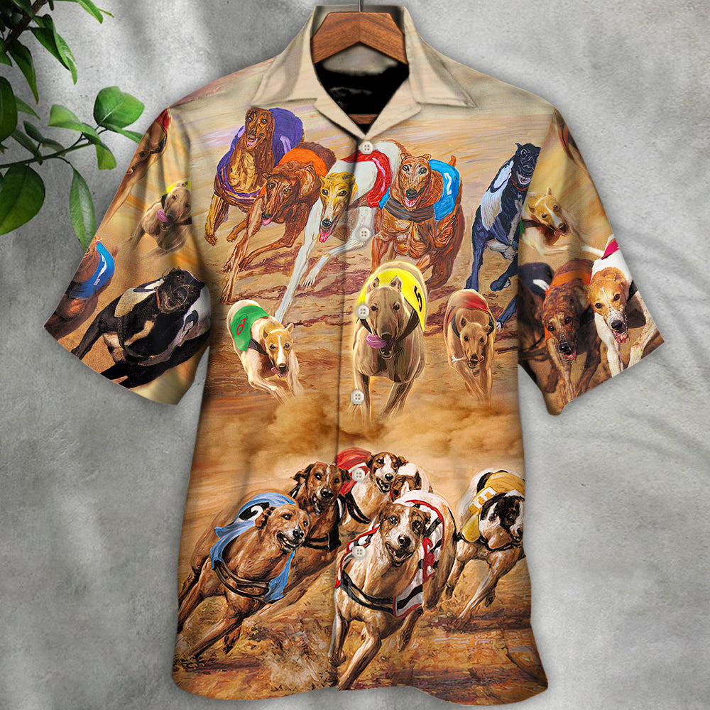 Dog Racing Greyhound Hawaiian Shirt Pattern Detail For Beach Days