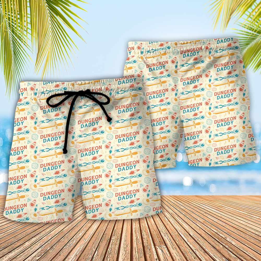 Fantasy Roleplaying Dungeon Beach Shorts Pattern Detail For Vacation Style And Bright Seasonal Outfits