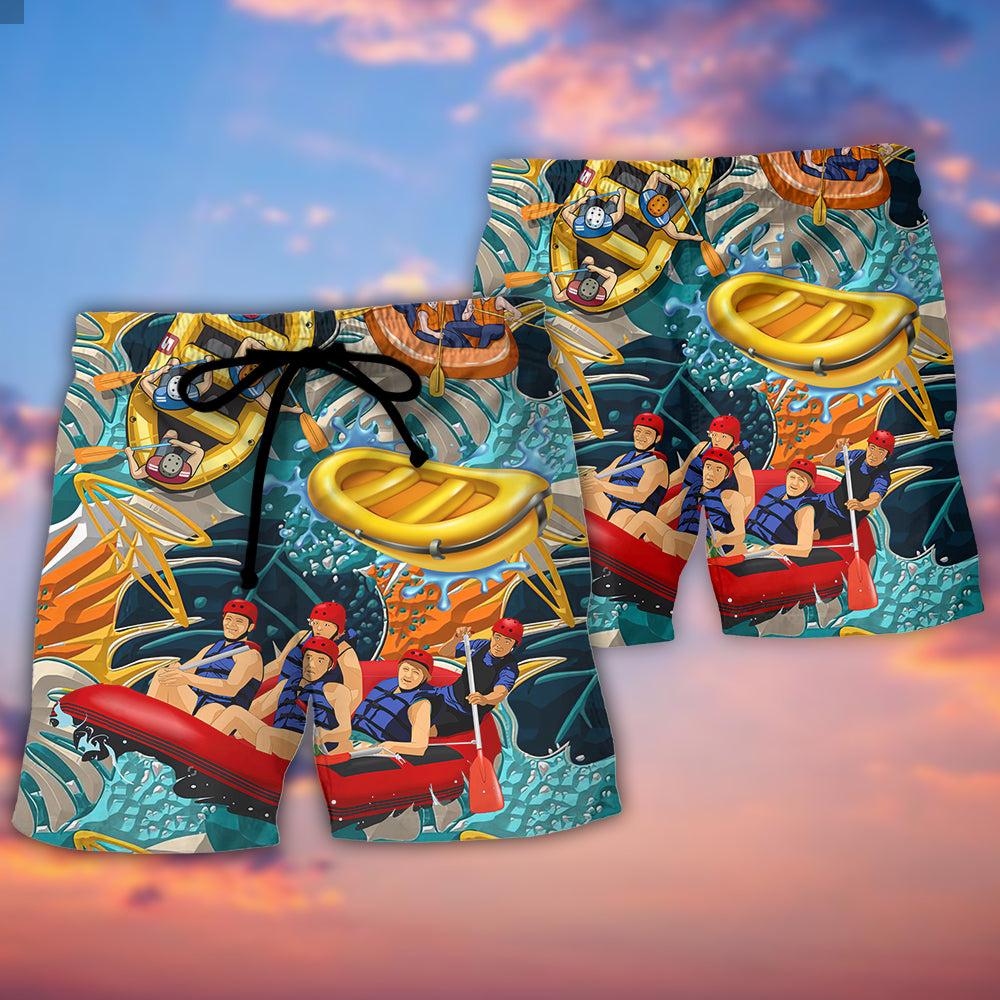 Tropical Rafting River Beach Shorts Pattern Detail For Sunny Day Adventures And Comfortable Daily Use