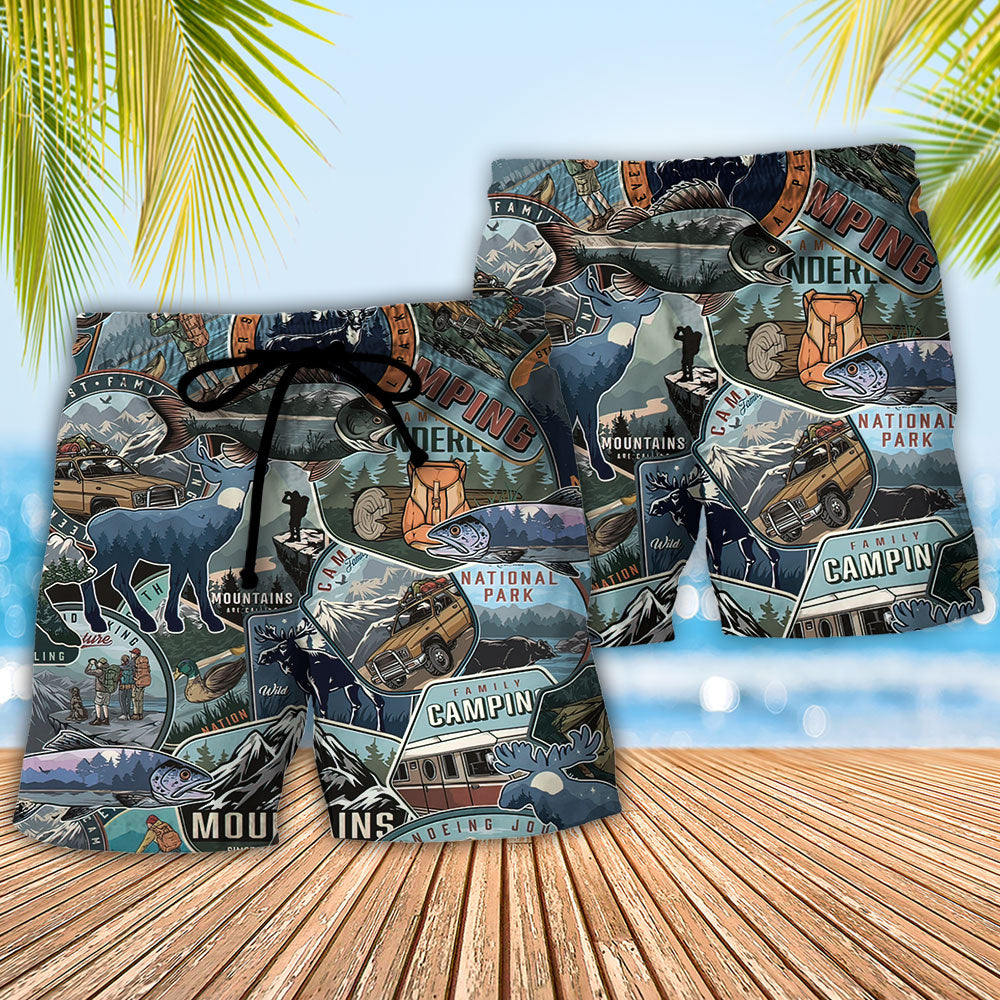 Camping Beach Shorts Pattern Detail For Tropical Escapes And Comfortable Daily Use