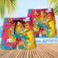 Yoga Cat Beach Shorts Pattern Detail For Outdoor Activities And Relaxed Casual Wear