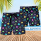 Colorful Fantasy Roleplaying Dice Beach Shorts Pattern Detail For Vacation Style And Easy Warm Weather Wear