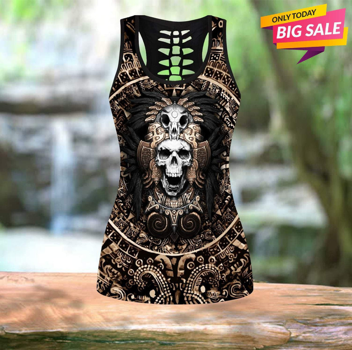 Aztec Warrior Mexican Skull Hollow Tank Top For Workouts Festivals And Bold Style