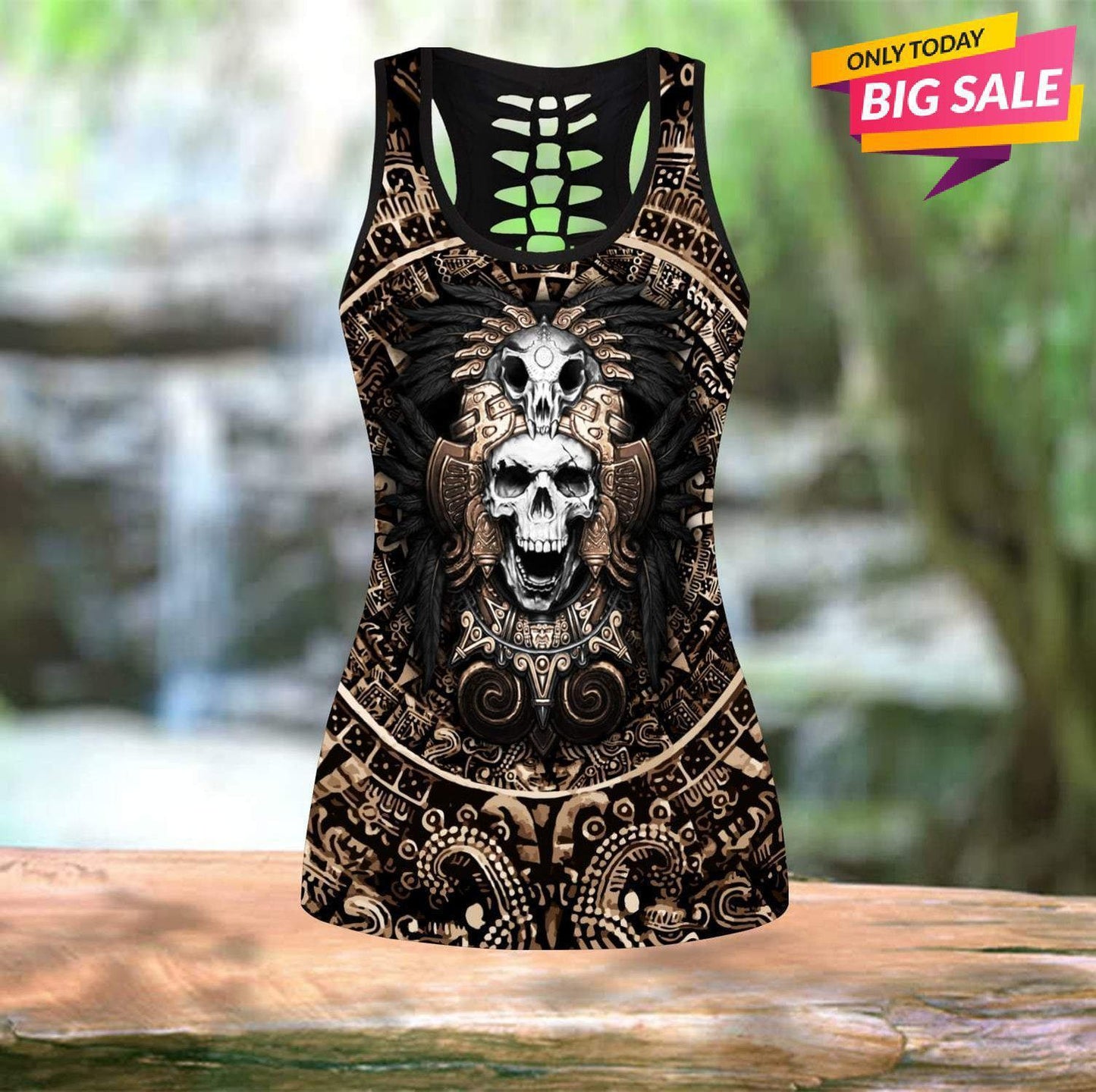 Aztec Warrior Mexican Skull Hollow Tank Top For Workouts Festivals And Bold Style